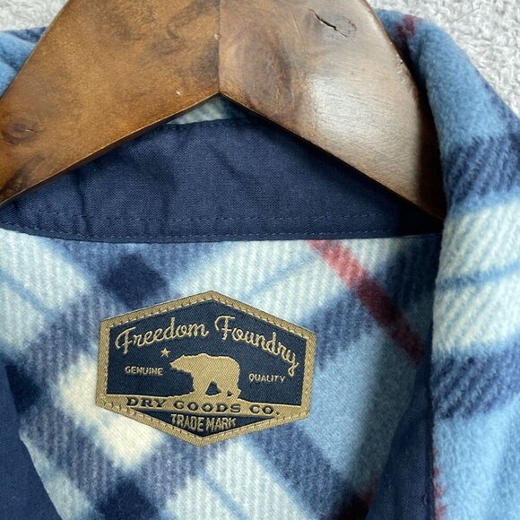 Freedom Foundry Men's Size M Blue Plaid Fleece Button down Shirt - Picture 4 of 9